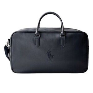 RALPH LAUREN Fragrances Dark Navy Blue Duffle Faux Leather Weekend Shoulder Bag